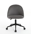 Velvet Fabric Office Chair Desk Chair, Mid Back Adjustable Swivel Computer Chair With Black Legsmodern Upholstered Desk Chair With Wheels Grey Black Foam Polyester Blend