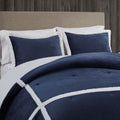 Plush To Sherpa Comforter Set Queen Navy Polyester