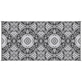 Outsunny Reversible Outdoor Rug, 9' X 18' Waterproof Plastic Straw Floor Mat, Portable Rv Camping Carpet With Carry Bag, Large Floor Mat For Backyard, Deck, Picnic, Beach, Gray & White Floral Multicolor Polypropylene