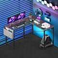 L Shaped Desk Gaming Computer 50 Inch Reversible Corner Table Pc For Writing Study Student With Wood Tabletop Metal Frame Cpu Stand Side Bag For Home Office Small Place, Grey Grey Wood