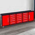 10Ft Storage Cabinet With Work Bench 15 Drawers & 2 Cabinets Red Red Steel