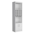 Pisek Bar Cabinet 5 Tier, Wine Cabinet, Liquor Cabinet, 12 Bottle Cubbies, 5 Shelves, White White Solid Wood Mdf Engineered Wood