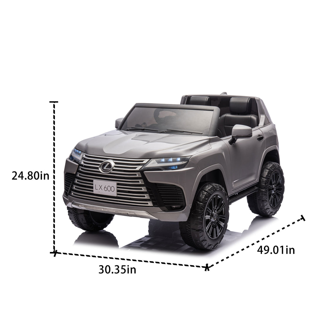 Licensed Lexus Lx600 24V Two Seater Kids Ride On Car W Parents Control,Seat Width 20 Inches,2Wd,Four Wheel Suspension,Bluetooth,Mp3,Music,Adjustable Volume,Power Display,Speeds 1.86 3.11Mph For Kids. Gray Polypropylene