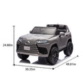 Licensed Lexus Lx600 24V Two Seater Kids Ride On Car W Parents Control,Seat Width 20 Inches,2Wd,Four Wheel Suspension,Bluetooth,Mp3,Music,Adjustable Volume,Power Display,Speeds 1.86 3.11Mph For Kids. Gray Polypropylene