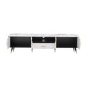 71'' Modern Tv Stand With 2 Cabinets& Open Compartments, Entertainment Center For Tvs Up To 80'', Television Console For Living Room, Bedroom, Home Theatre White Black Primary Living Space 70 79