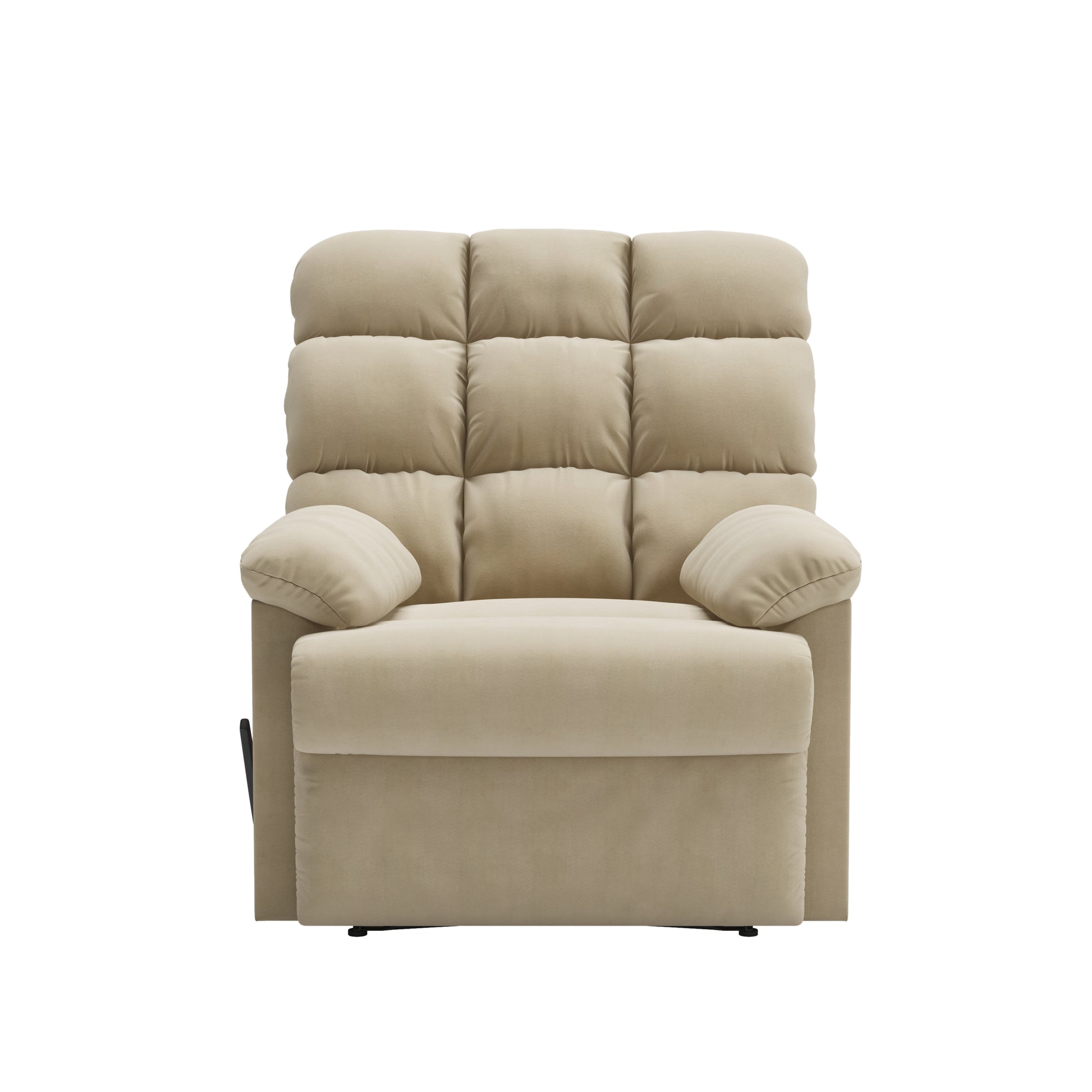 The Granada Recliner In Khaki Khaki Manual Handle Wood Handle Foam Microsuede,Polyester