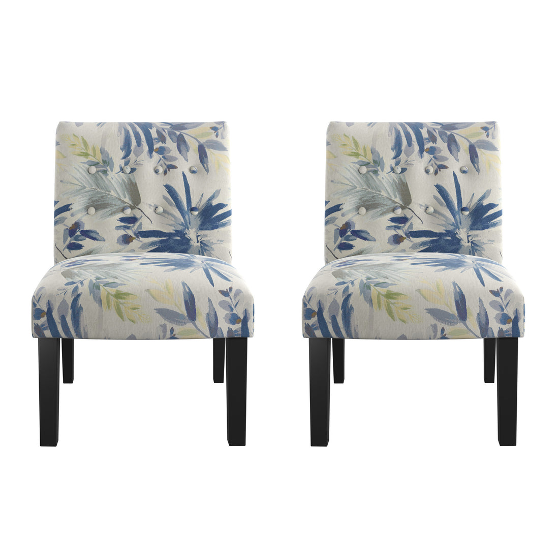 Verma Blue Floral Accent Chair Blue Foam Engineered Wood