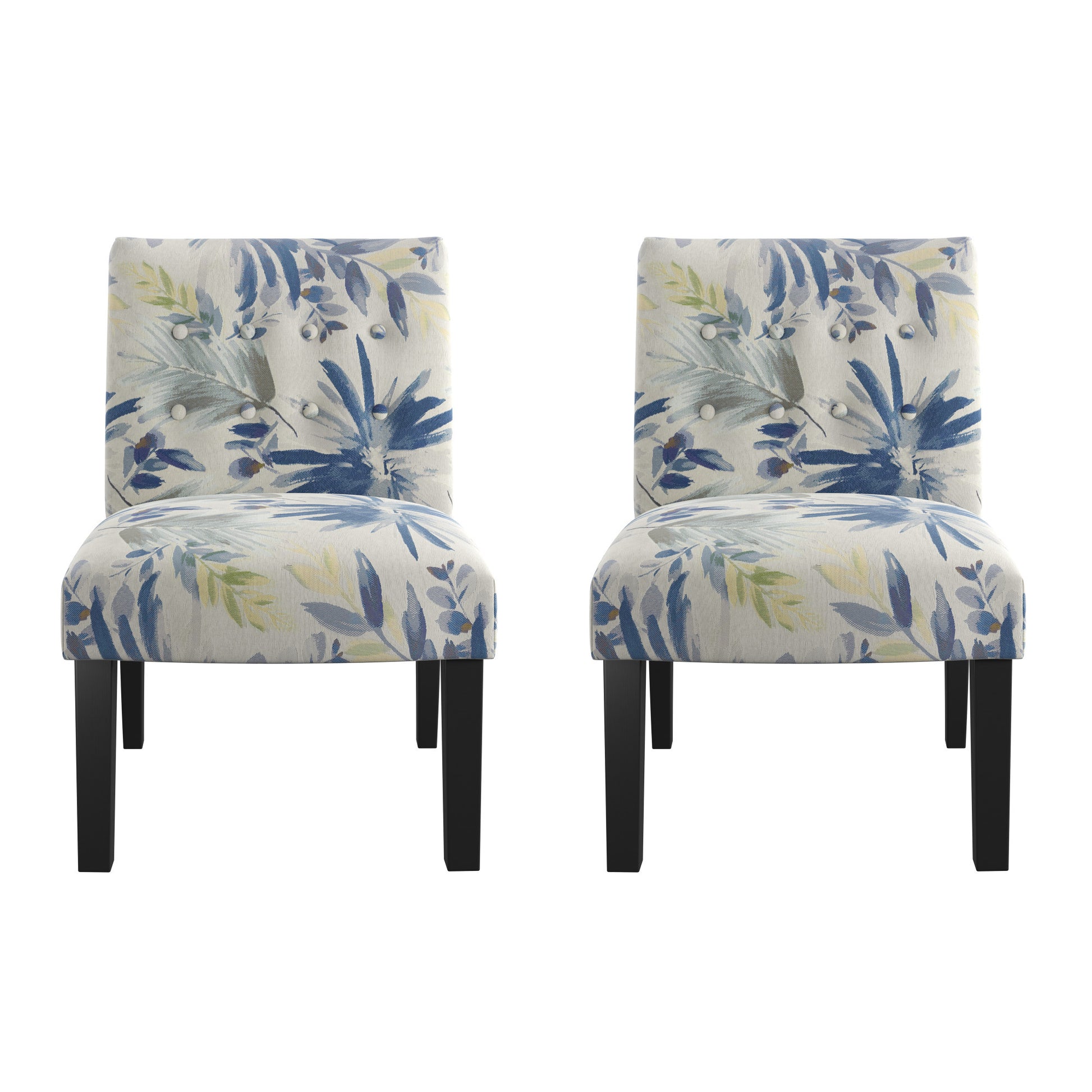Verma Blue Floral Accent Chair Blue Foam Engineered Wood