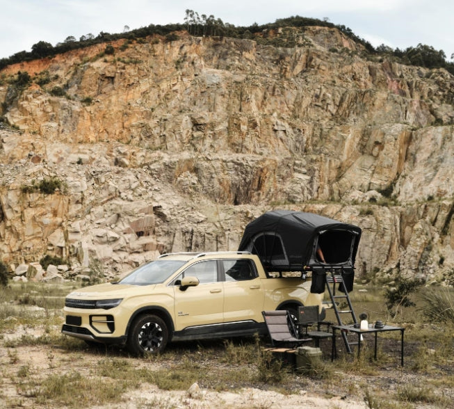 Ilander Lite Cruiser Roof Top Tent 140Cm, Entry Level Overland Aluminium Fold Out Style Car Roof Tent For Sedan Van Suv Truck Camping Waterproof,Windproof ,Sturdy Black Fabric Metal