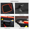 Pawhut One Click Foldable Doggy Stroller For Medium Large Dogs, Pet Stroller With Storage, Smooth Ride With Shock Absorption, Mesh Window, Safety Leash, Big Dog Walking Stroller, Red Red Steel
