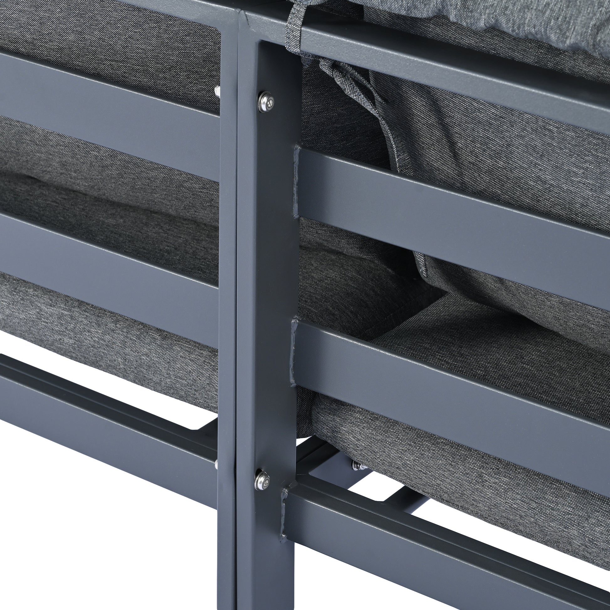 3 Piece Patio Daybed With Retractable Canopy Outdoor Metal Sectional Sofa Set Sun Lounger With Cushions For Backyard, Porch, Poolside,Grey Yes Lounge Gray Weather Resistant Frame Water Resistant Cushion Garden & Outdoor Complete Patio Sets Foam Metal