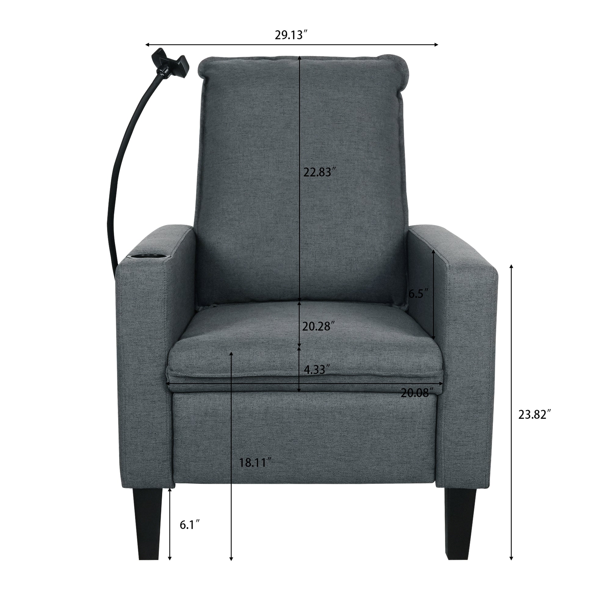 Recliner Chairs For Adults, Adjustable Recliner Sofa With Mobile Phone Holder & Cup Holder, Modern Reclining Chairs Fabric Push Back Recliner Chairs For Living Room, Bedroom, Gray Grey Foam Polyester