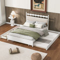 Queen Size Wooden Storage Platform Bed, With 2 Big Drawers, T Size Trundle, White Queen White Plywood