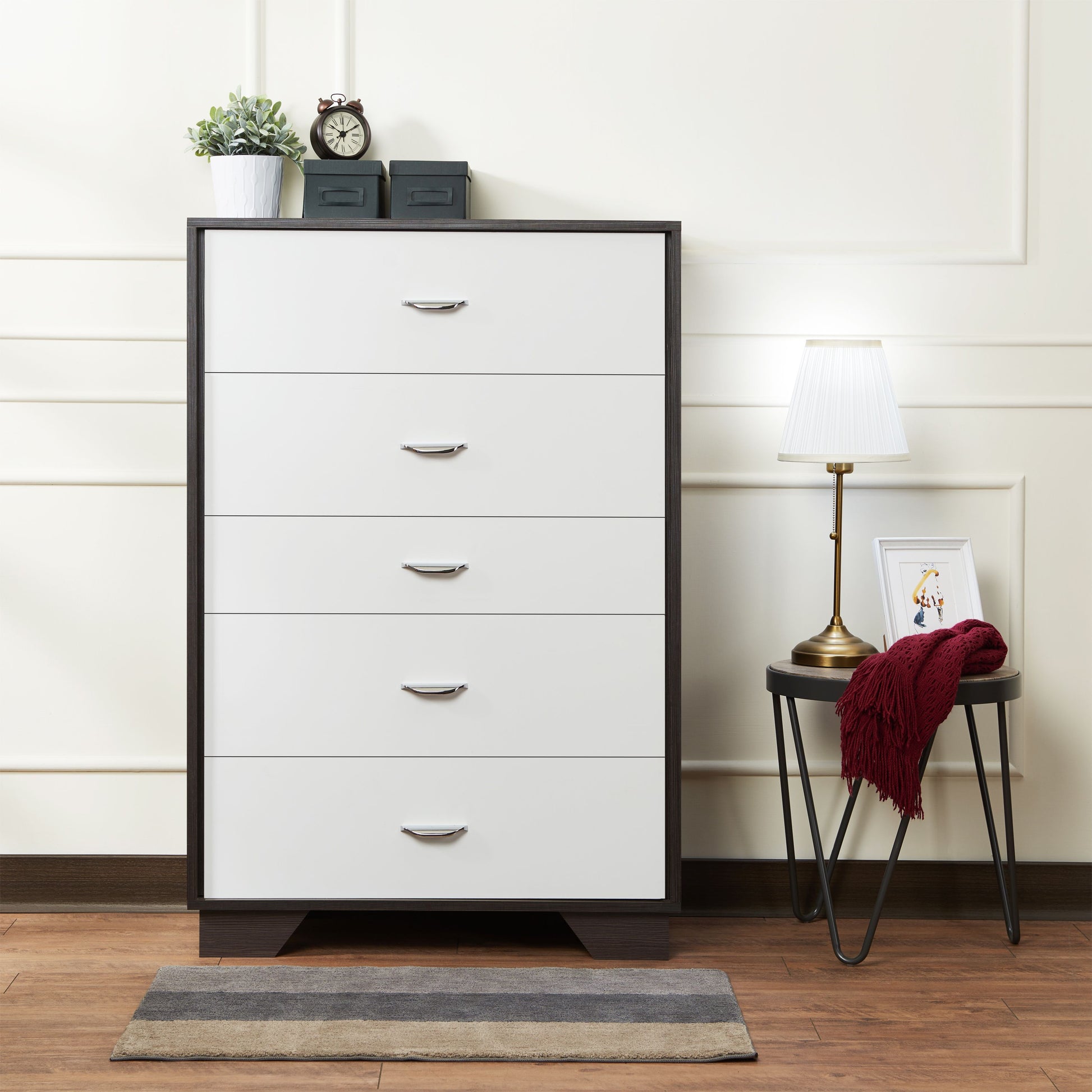 Eloy White & Espresso Finish Chest Espresso,White Mdf