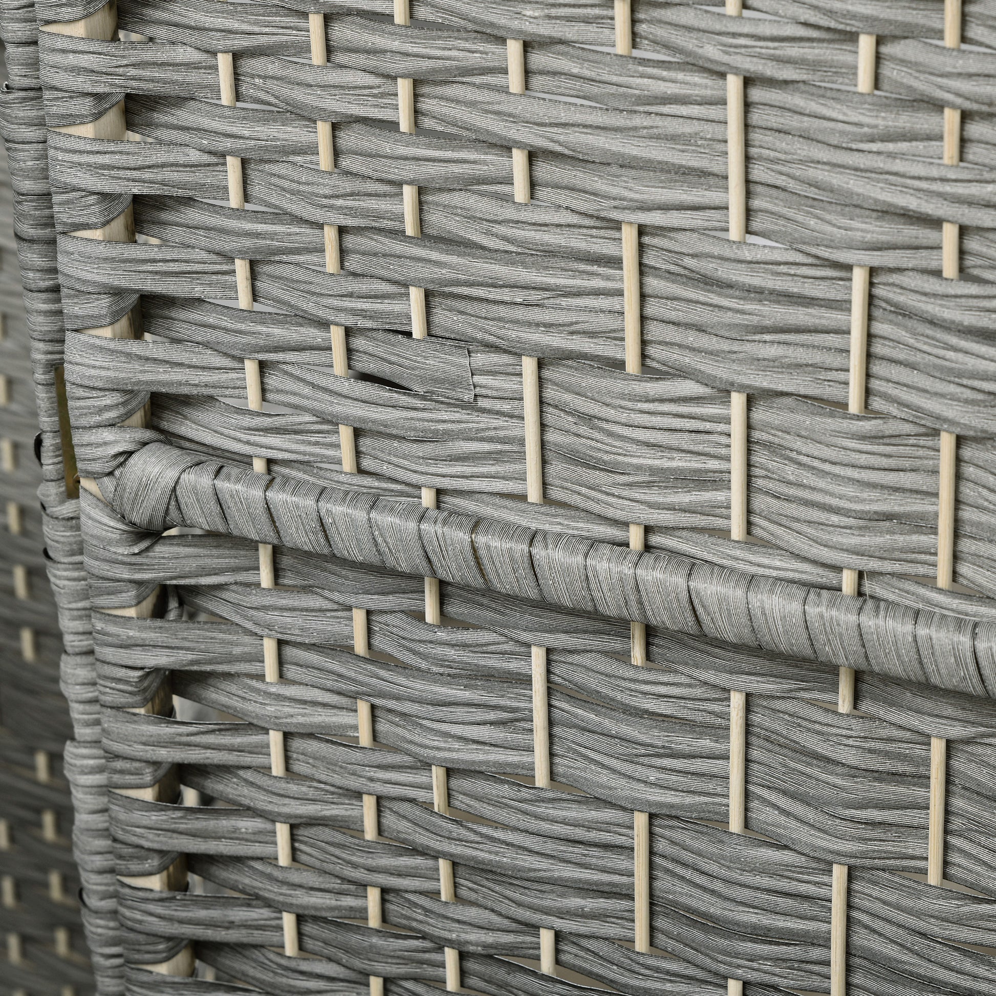 Homcom 6 Panel Room Divider, 6' Tall Folding Privacy Screen, Hand Woven Freestanding Wall Partition For Home Office, Bedroom, Mixed Gray Grey Polypropylene