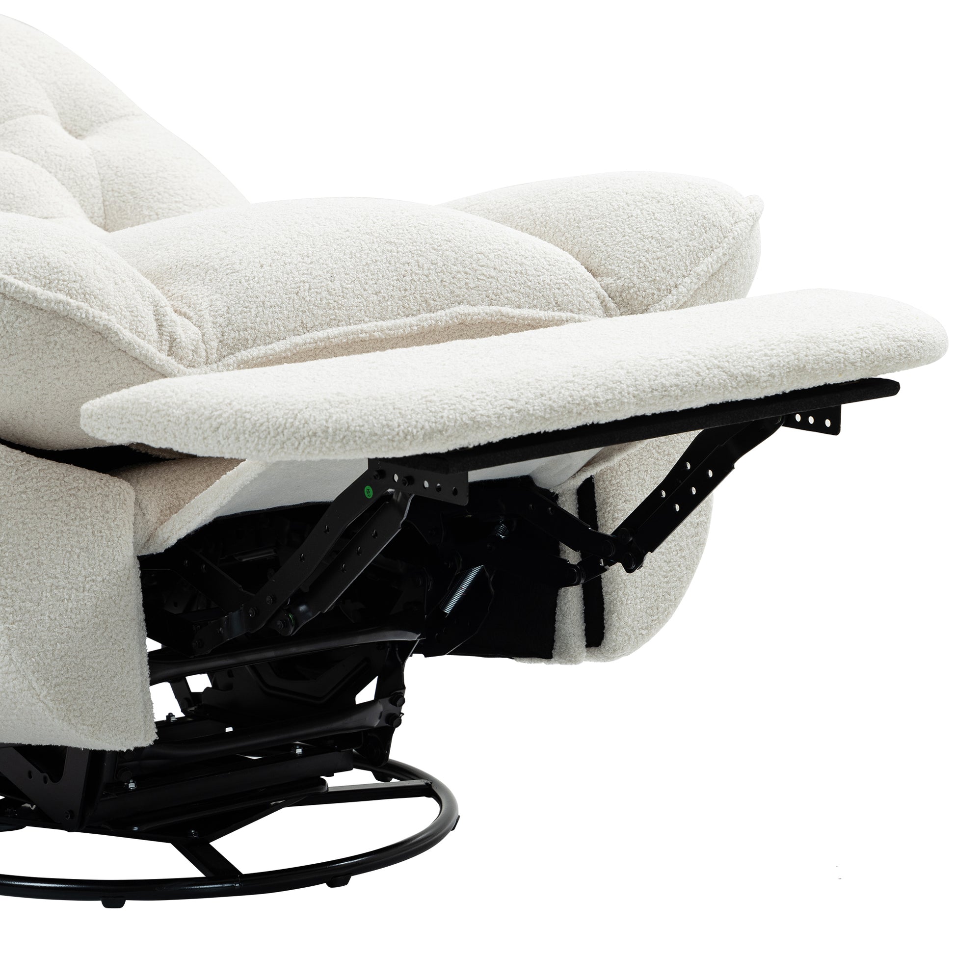 360 Swivel Recliner Adjustable Chair Chenille Glider Swivel Reclining Sofa Chair With Black Metal Round Base Beige Beige Foam Upholstered