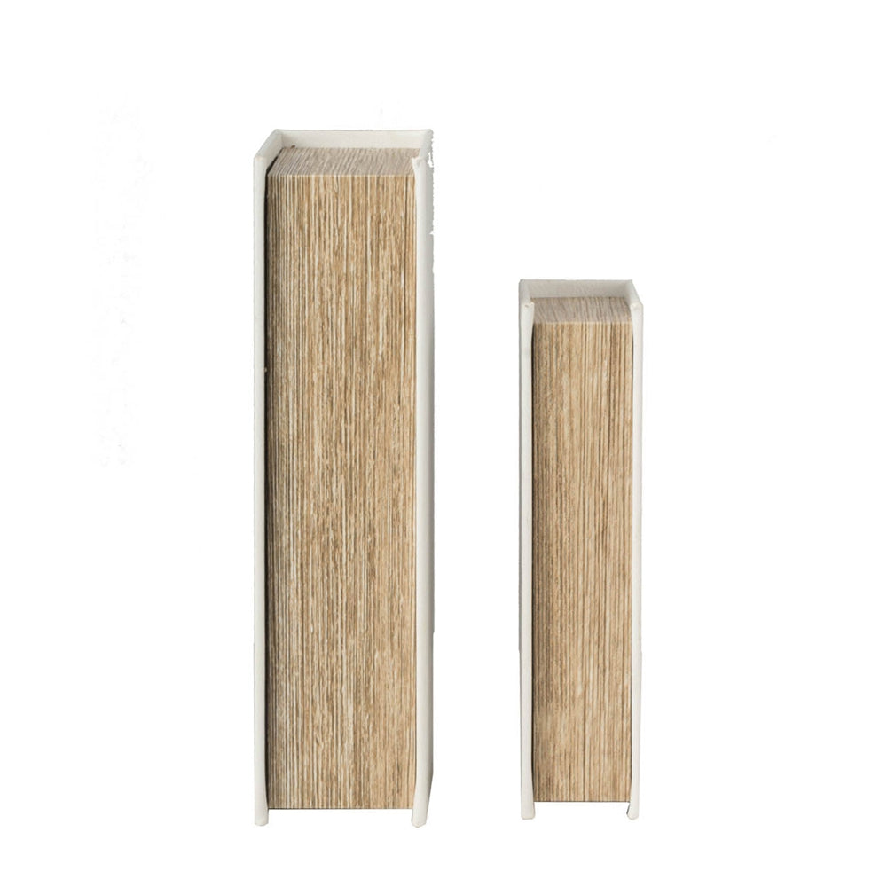 Set Of 2 Book Boxes, L:10.6X6.9X2.6", S:8X5X2" White Gold Mdf