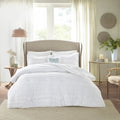 5 Piece Microfiber Ruffled Comforter Set White Cal King California King White Polyester