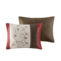 Embroidered 7 Piece Comforter Set Red King King Red Polyester
