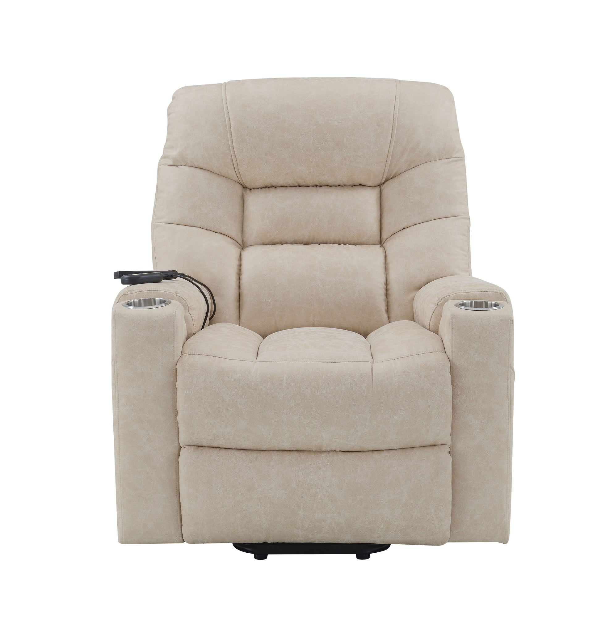 Nairi Ivory Leather Aire Power Motion Recliner With Lift, Heating & Massage Function Ivory Faux Leather