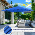 9Ft Outdoor Patio Umbrella With 8 Ribs, Table Umbrellas With Push Button Tilt Crank, Uv Protection Waterproof For Garden Deck Backyard Pool, Blue Blue Stainless Steel