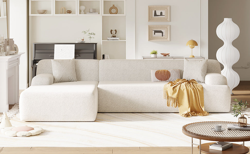 Modern Large L Shape Modular Sectional Sofa For Living Room, Bedroom, Salon, 2 Piece Free Combination, Simplified Style Old Sku:Wy000356Aaa Beige Polyester 3 Seat