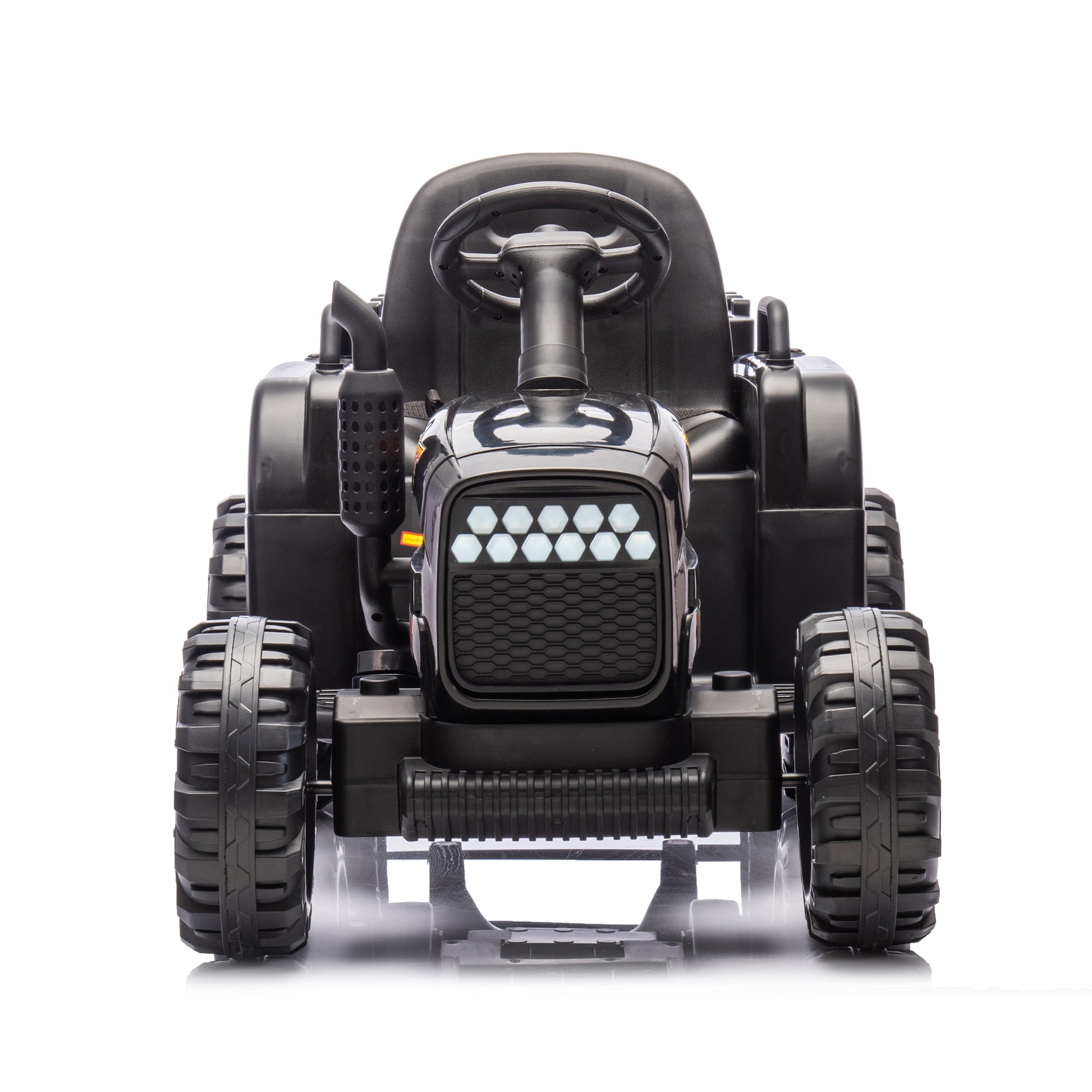 Ride On Tractor2.0 With Trailer,24V Battery Powered Electric Tractor Toy, 200W*2Motor 1.86 4.97Mph Remote Control,Electric Car For Kids,Three Speed Adjustable,Usb,Mp3 ,Bluetooth,Led Light, Safety Belt Black Polypropylene