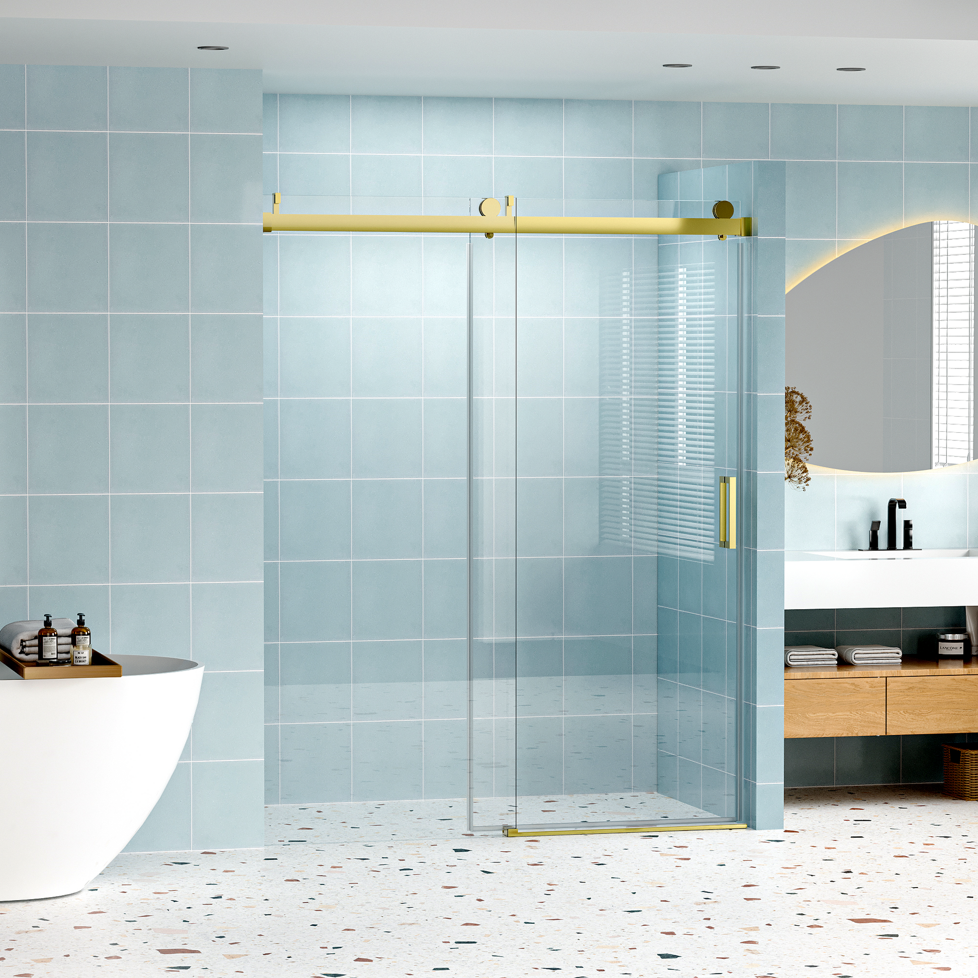 Shower Door Handle Only, 24D01P18 Gx Gold Stainless Steel
