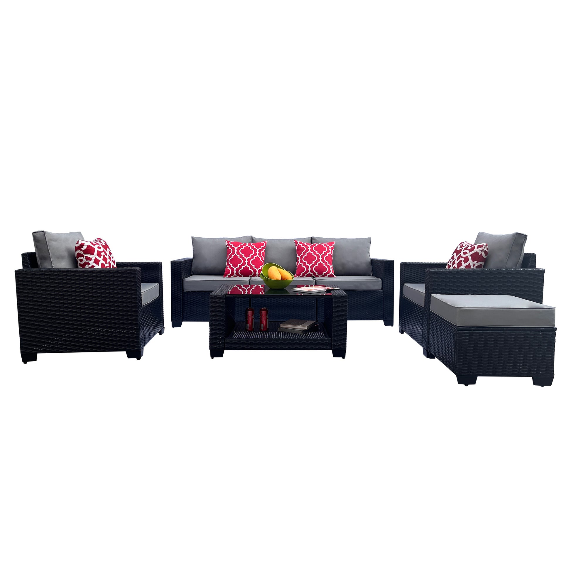 Outdoor Garden Patio Furniture 7 Piece Pe Rattan Wicker Cushioned Sofa Sets And Coffee Table, Patio Furniture Set Outdoor Couch Outdoor Couch Patio Furniture Outdoor Sofa Patio Couch Yes Complete Patio Set Gray Seats 6 Weather Resistant Frame Water