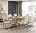Natural Finish Dining Side Chairs Set Of 2, Beige Fabric Upholstered Seat Back Classic Luxury Dining Room Furniture Beige Dining Room Classic Set Of 2 Wood
