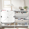 Shoe Cabinet With 2 Flip Drawers,Shoe Storage Cabinet For Entryway,Freestanding Shoe Cabinet Organizer With Open Storage,Narrow Farmhouse Shoe Rack With Metal Corner Decoration Legs,White White Bedroom Farmhouse Mdf