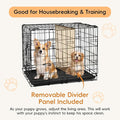 Folding Metal Wire Dog Crate, 24 Inch Durable, Foldable, Collapsible Double Door Dog Crate With Removable Leak Proof Pan, Portable Dogs Crate With Divider, Black Black Iron