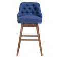 Coolmore Bar Stools Set Of 2 Counter Height Chairs With Footrest For Kitchen, Dining Room And 360 Degree Solid Wood Legs Swivel Bar Stools Set Of 2 Navy Linen Navy Foam Linen