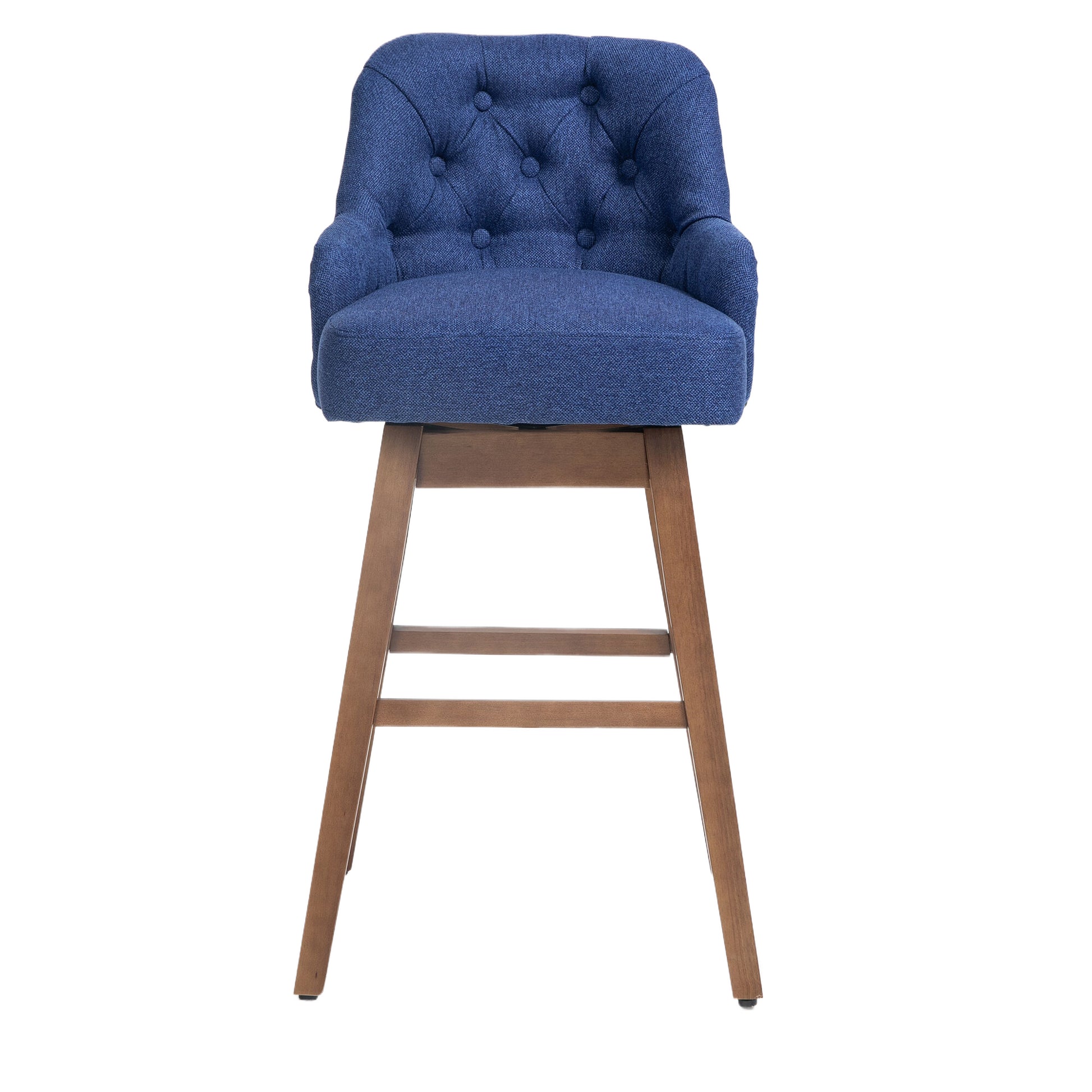 Coolmore Bar Stools Set Of 2 Counter Height Chairs With Footrest For Kitchen, Dining Room And 360 Degree Solid Wood Legs Swivel Bar Stools Set Of 2 Navy Linen Navy Foam Linen