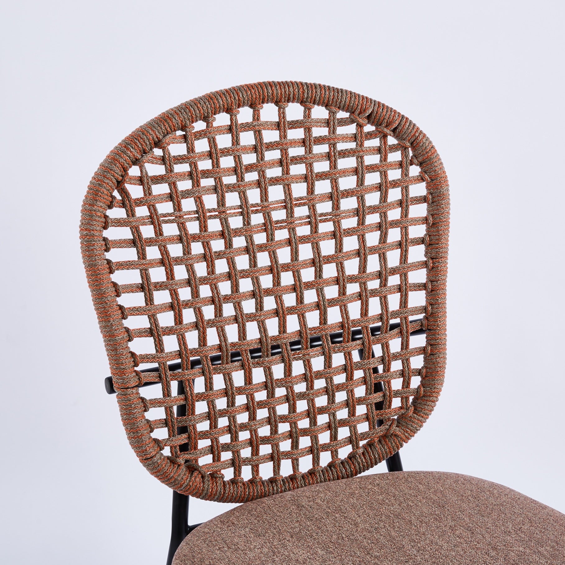 Black Leg And Orange Sennit Chair,Set Of 4,Dining Chair,Coffee Chair Orange Dark Brown Metal