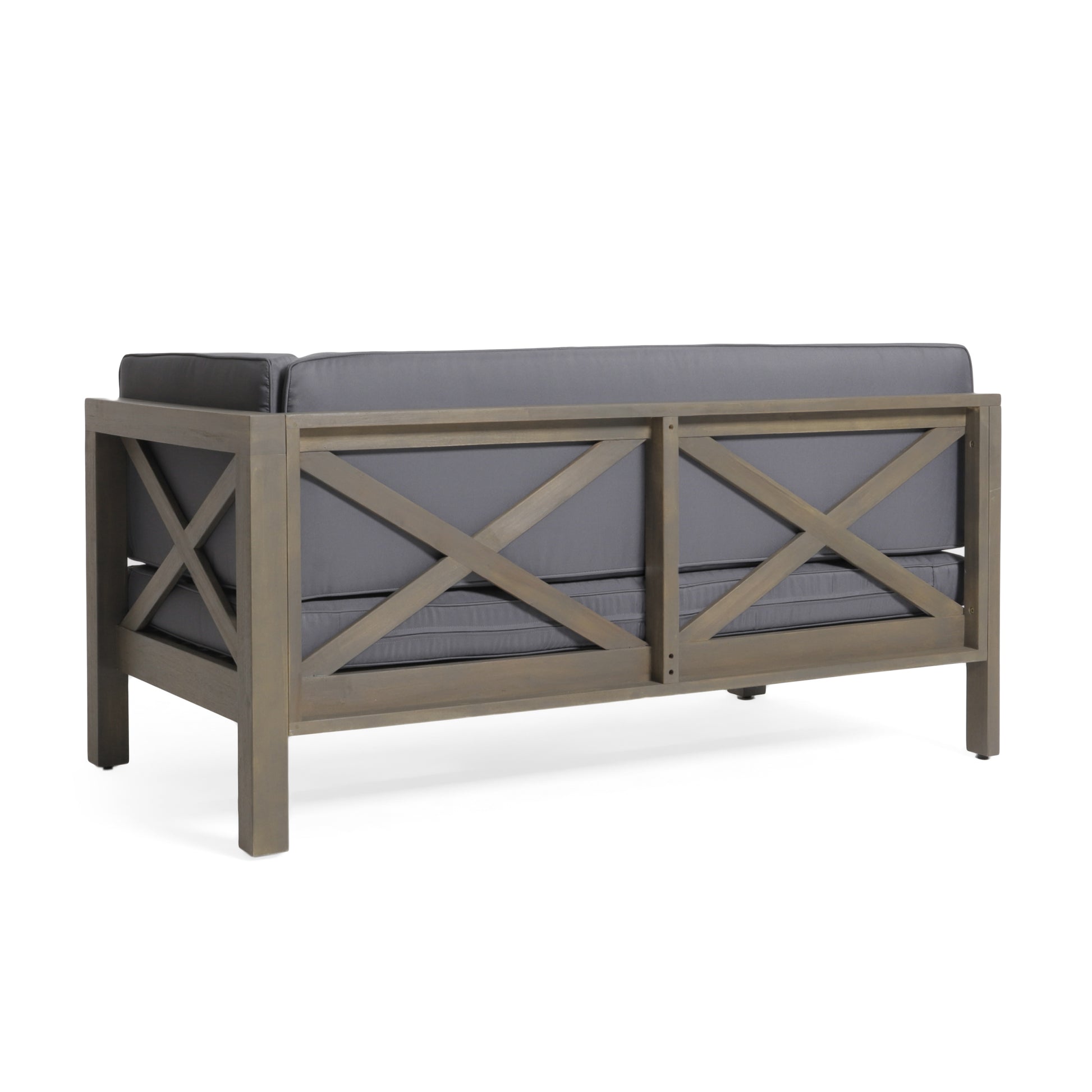 Brava X Back Right Corner Bench Of Set 2 Dark Grey Acacia Wood