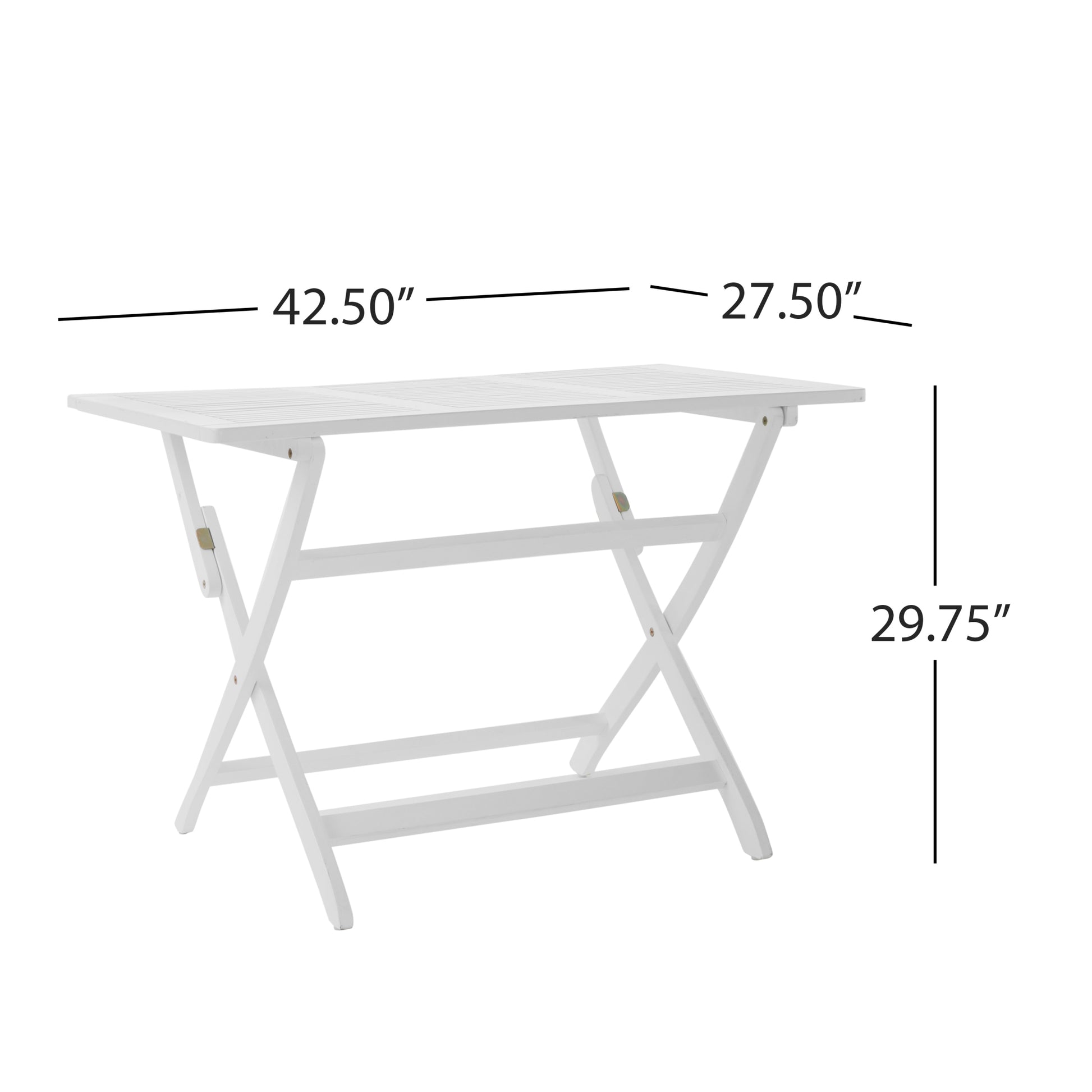 Positano Foldable Dining Set, White White Acacia Wood