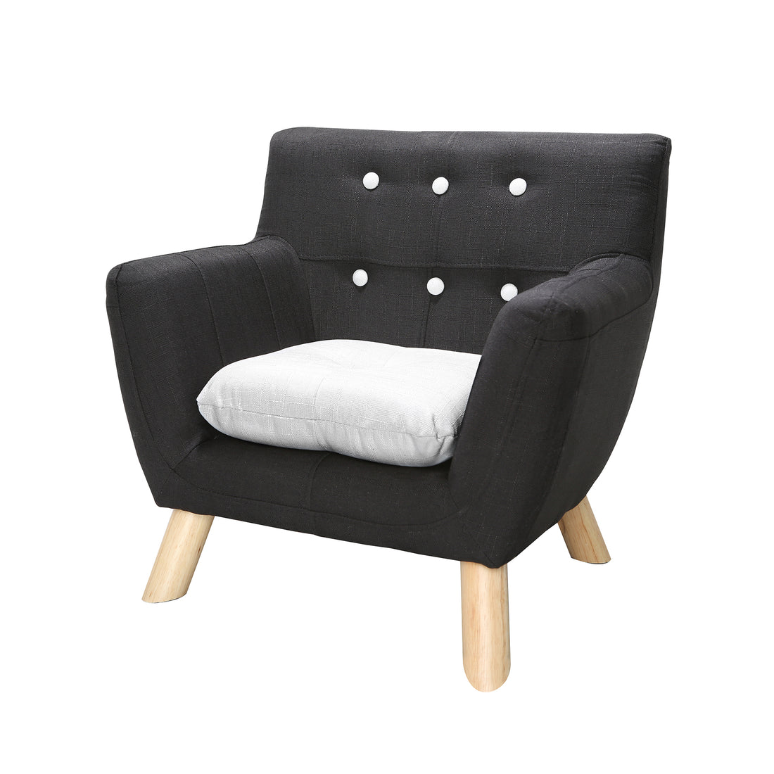 Jacey Kids Patchwork Chair Tuxedo Patchwork Black Dark Walnut Fabric