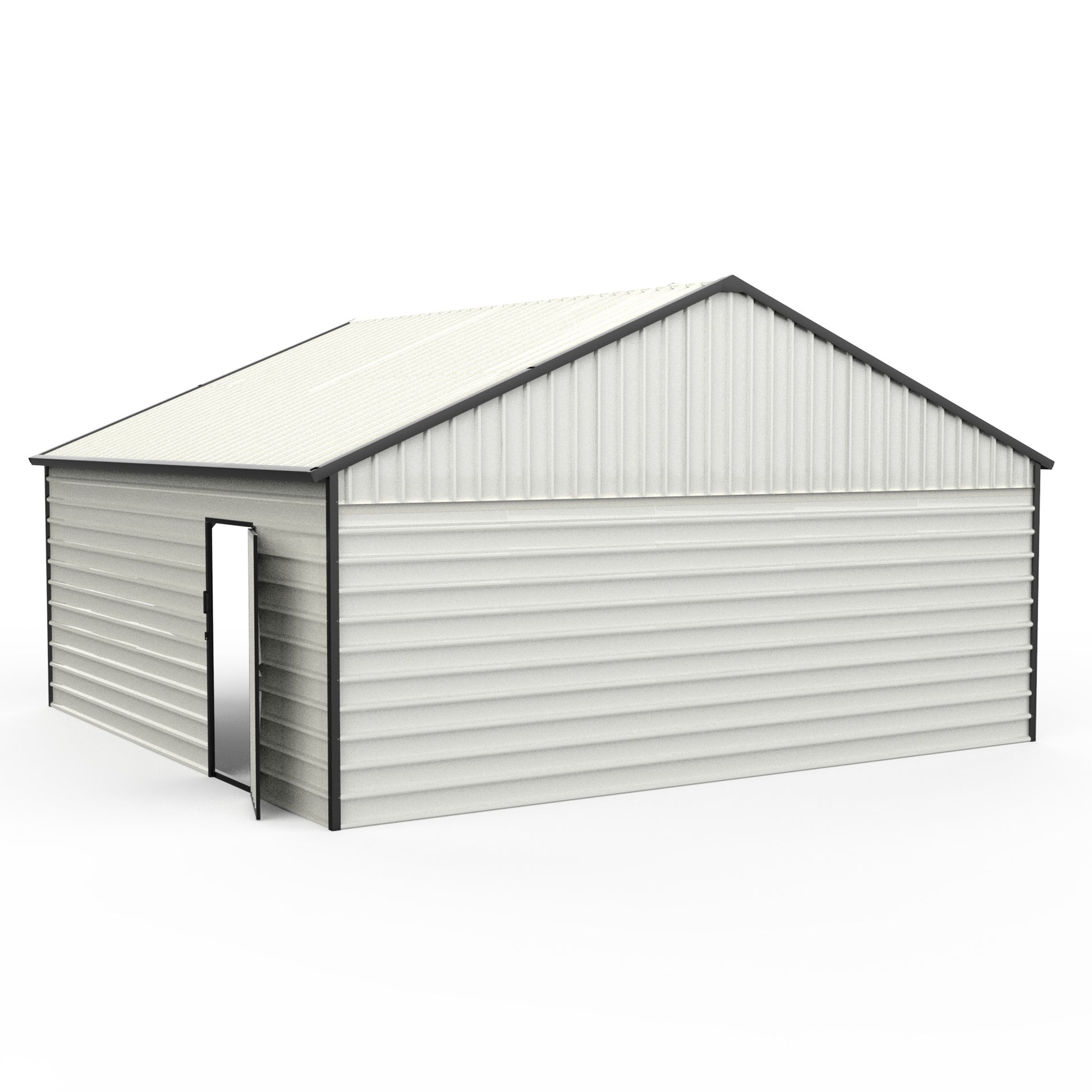 23Ft X 22Ft Double Garage Metal Shed With Side Entry Door White Garden & Outdoor Metal
