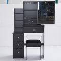 Small Size Left Bedside Cabinet Vanity Table Cushioned Stool, Extra Large Sliding Mirror, Multi Layer, High Capacity Storage Fashionable Dresser, Suitable For Small Space, Epa,Gcc,Ul Certificate