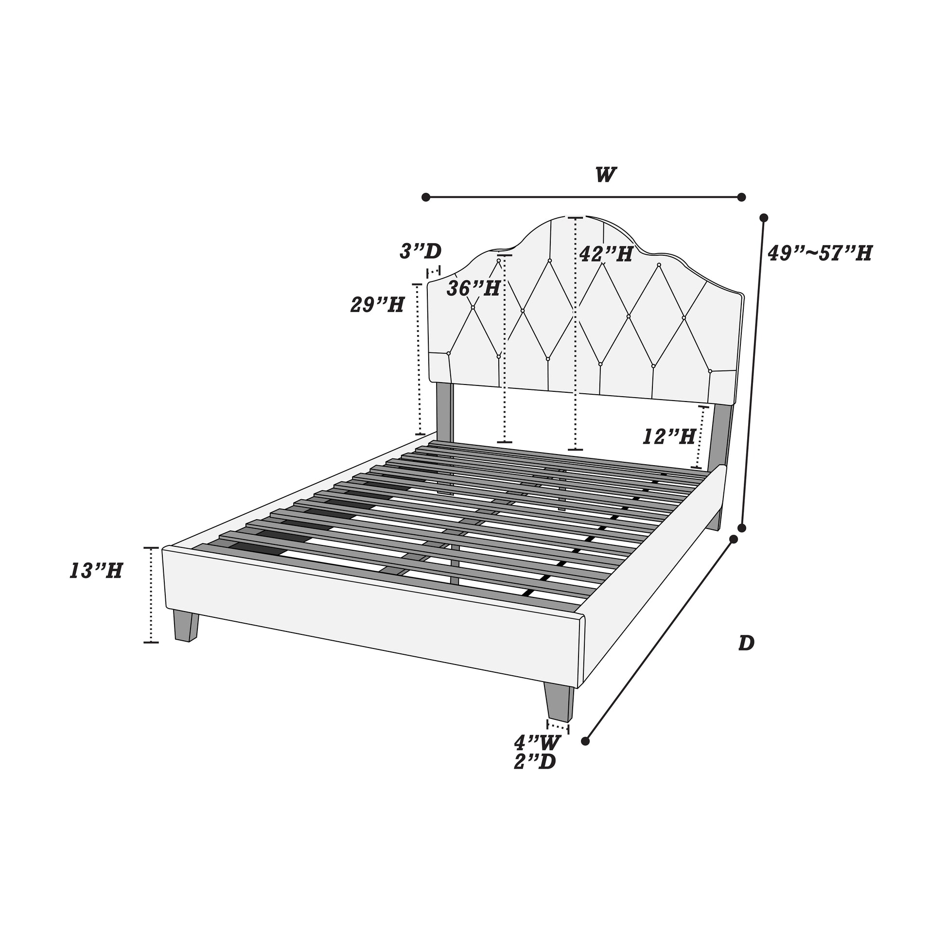 Contemporary 1Pc Queen Size Bed Adjustable Hb Light Brown Polyfiber Tufted Upholstered Wooden Bedframe Bedroom Furniture Box Spring Not Required Queen Light Brown Espresso Wood Bedroom