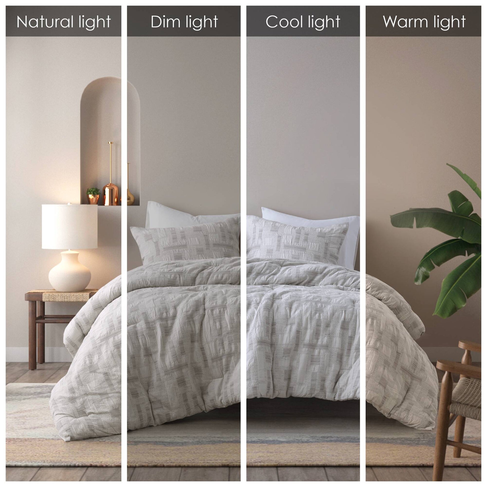 3 Piece Cotton Jacquard Comforter Set Full Queen Ivory Polyester