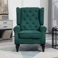 Homcom Button Tufted Accent Chair With High Wingback, Rounded Cushioned Armrests And Thick Padded Seat, Dark Green Dark Green Polyester