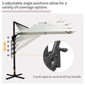 Outsunny 8Ft Cantilever Patio Umbrella, Square Outdoor Offset Umbrella With 360 Rotation, Aluminum Hanging Umbrella With 3 Position Tilt, Crank & Cross Base For Garden, Cream White Off White Steel