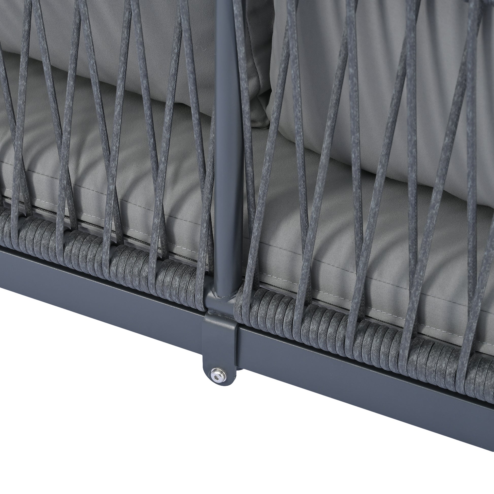 Modern Outdoor 3 Piece Pe Rattan Sofa Set All Weather Patio Metal Sectional Furniture Set With Cushions And Glass Table For Backyard, Poolside, Garden, Gray,L Shaped Yes Sectional Gray Seats 4 Weather Resistant Frame Water Resistant Cushion Garden &