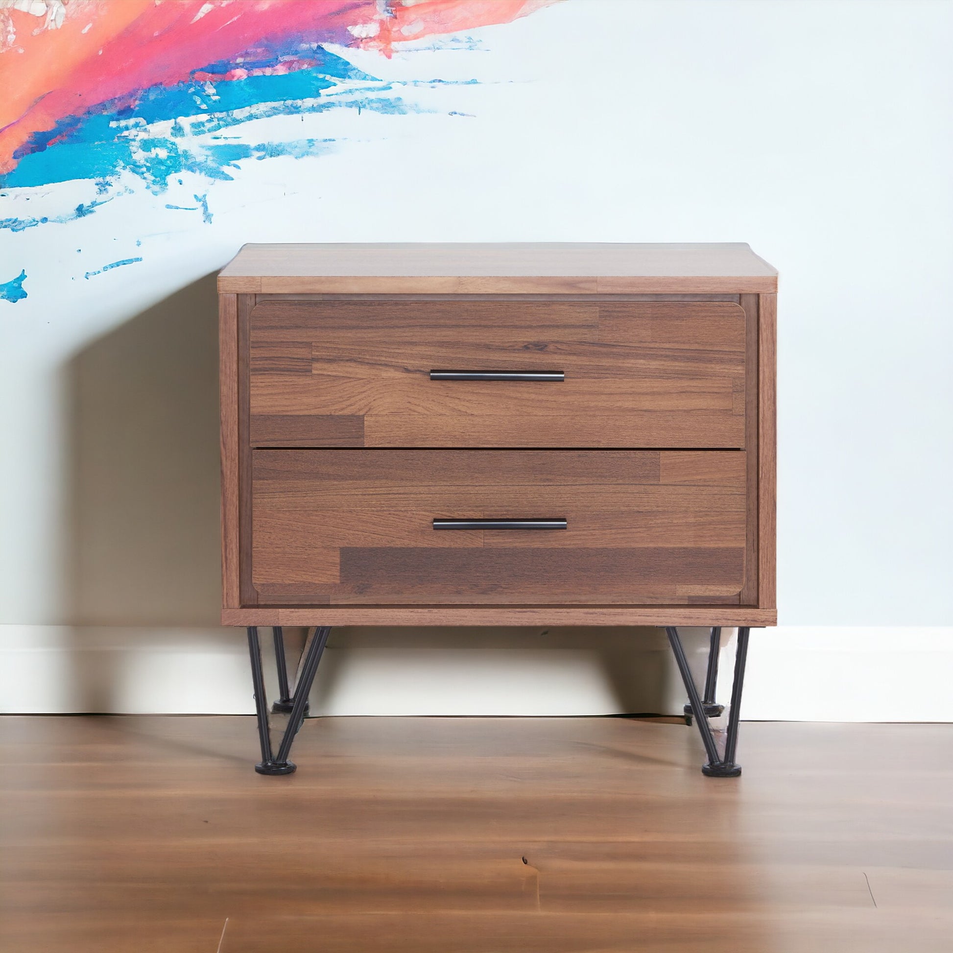 Deoss Walnut Finish Accent Table Walnut Synthetic Wood