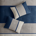 7 Piece Faux Suede Comforter Set Blue Cal King California King Blue Polyester