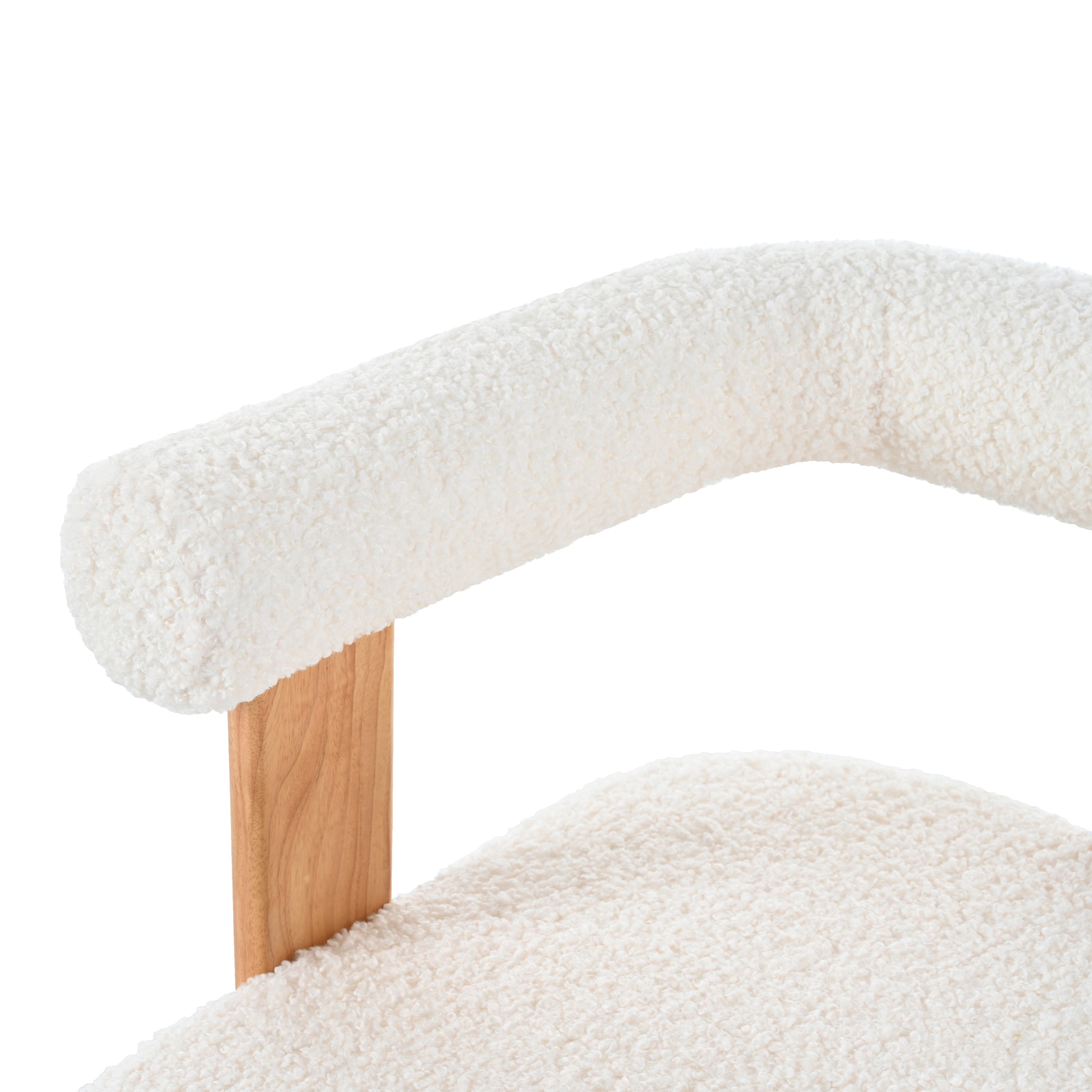 Mid Century Modern Barrel Accent Chair, Upholstered Kitchen & Dining Room Chairs With Arms, Teddy Velvet Boucle Accent Chairs Side Chairs For Kitchen Living Room Bedroom, White White Teddy