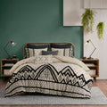 3 Piece Cotton And Flax Linen Blend Comforter Set Natural Full Queen Queen White Black Cotton
