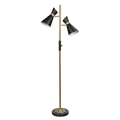 Axis Brassed Gold Floor Lamp With 4 Way Switch Double Spots With Metal Base Black,Gold Table&Floor Lamps Brass